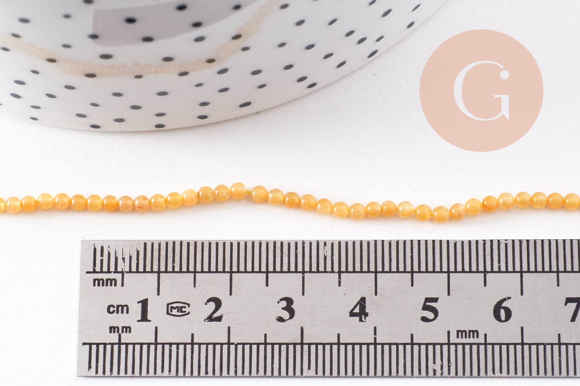 Perles jade jaune naturel, perle pierre, pierre précieuse, 2mm, fil de 42cm, x1 (G4714)