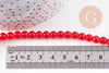 Perles jade naturel rouge 6mm, x1 fil de 40cm (G1783)