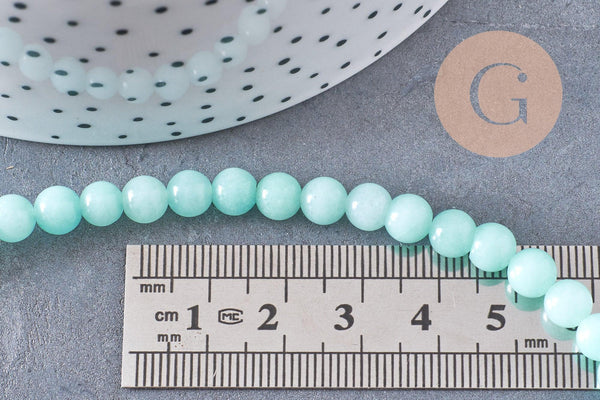 Perles jade turquoise, perles rondes,pierre naturelle jade, fils de 33cm 6mm x1 (G0464)