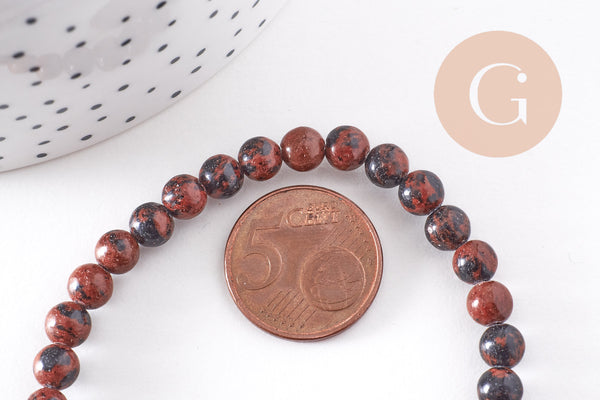 Perles jaspe bréchique naturel grade A 6mm, x1 fil de 38cm (G4412)