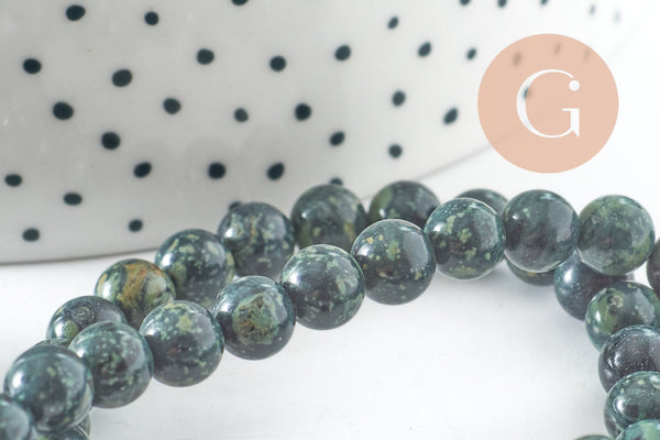 Perles jaspe kambaba vert,perle ronde, jaspe vert,pierre naturelle,perle jaspe,perle pierre,le fil de 65 perles,6mm, x1(G2503)