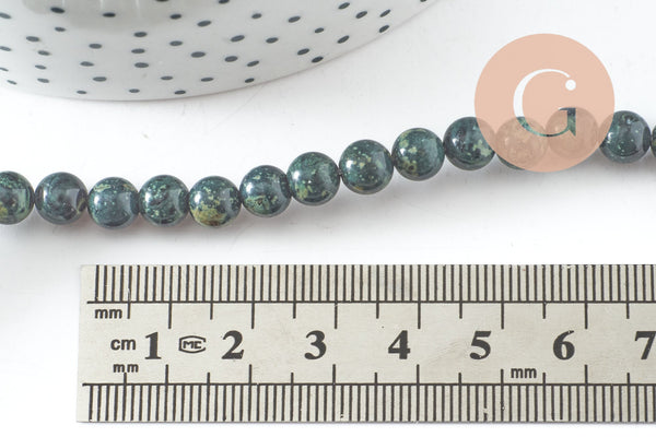 Perles jaspe kambaba vert,perle ronde, jaspe vert,pierre naturelle,perle jaspe,perle pierre,le fil de 65 perles,6mm, x1(G2503)
