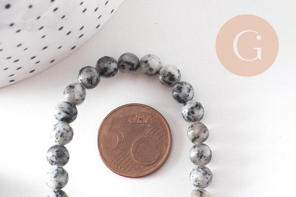 Perles jaspe sésame, pierre naturelle, perles jade, jaspe sésame naturel, fil de 60,6mm, x1 (G2824)