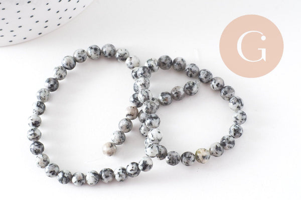 Perles jaspe sésame, pierre naturelle, perles jade, jaspe sésame naturel, fil de 60,6mm, x1 (G2824)