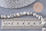 Perles jaspe sésame zébré naturel 6mm, x1 fil de 60 perles (G3822)
