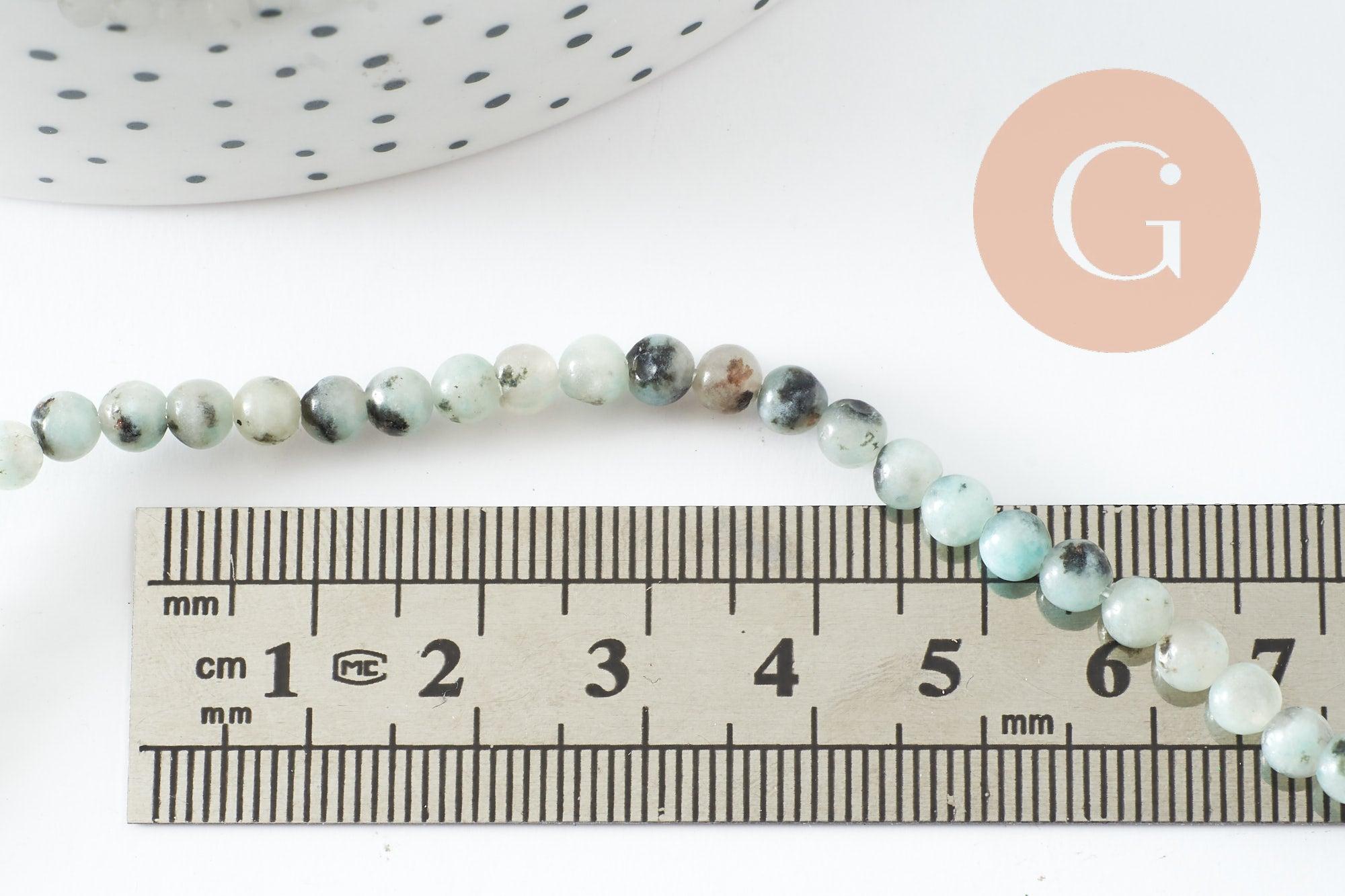 Perles jaspe sésame,jaspe bleuté,perles jade,perles pierre,jaspe naturel, 4mm, fil de 90, X1 (G0952)