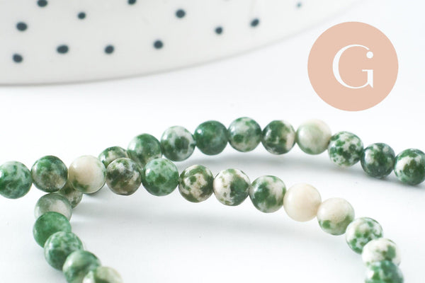 Perles jaspe vert naturel, jaspe bleuté, pierre naturelle, jaspe naturel, 4mm, fil de 38cm, x1 (G4071)