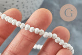 Perles lave blanche naturelle 4mm, x1 fil de 40cm (G0590)