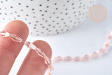 Perles losanges verre facettées transparente rose clair 8x4mm, cristal, fil de 58.4cm, x1 (G7329)
