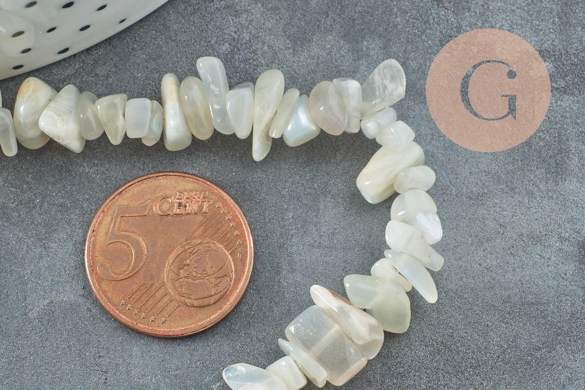 Perles nuggets pierre de lune 5-8mm, x1 fil de 80cm (G5495)