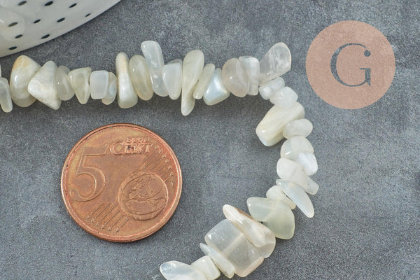 Perles nuggets pierre de lune 5-8mm, x1 fil de 80cm (G5495)