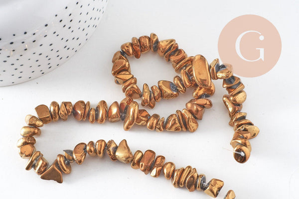 Perles nuggets quartz naturel doré 10-23mm,x1 fil de 37cm (G2411)