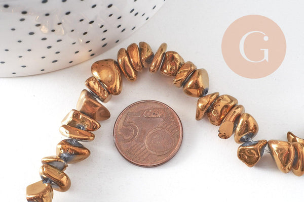 Perles nuggets quartz naturel doré 10-23mm,x1 fil de 37cm (G2411)