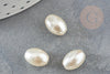 Perles ovale acrylique imitation perle eau douce beige 11mm, x5 (G9287)