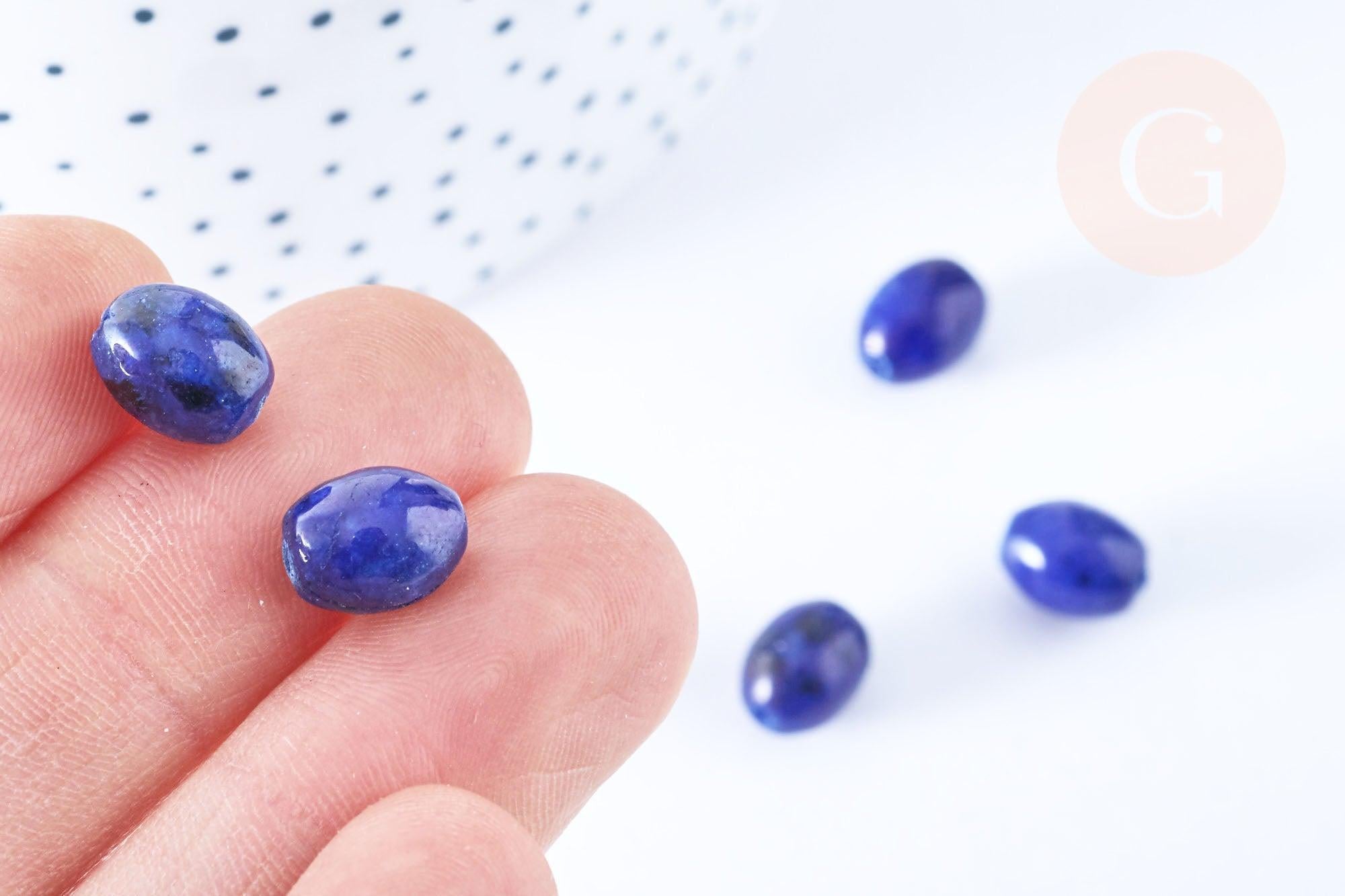 Perles ovale howlite teintée bleu foncé 10x8mm, x5 (G6460)