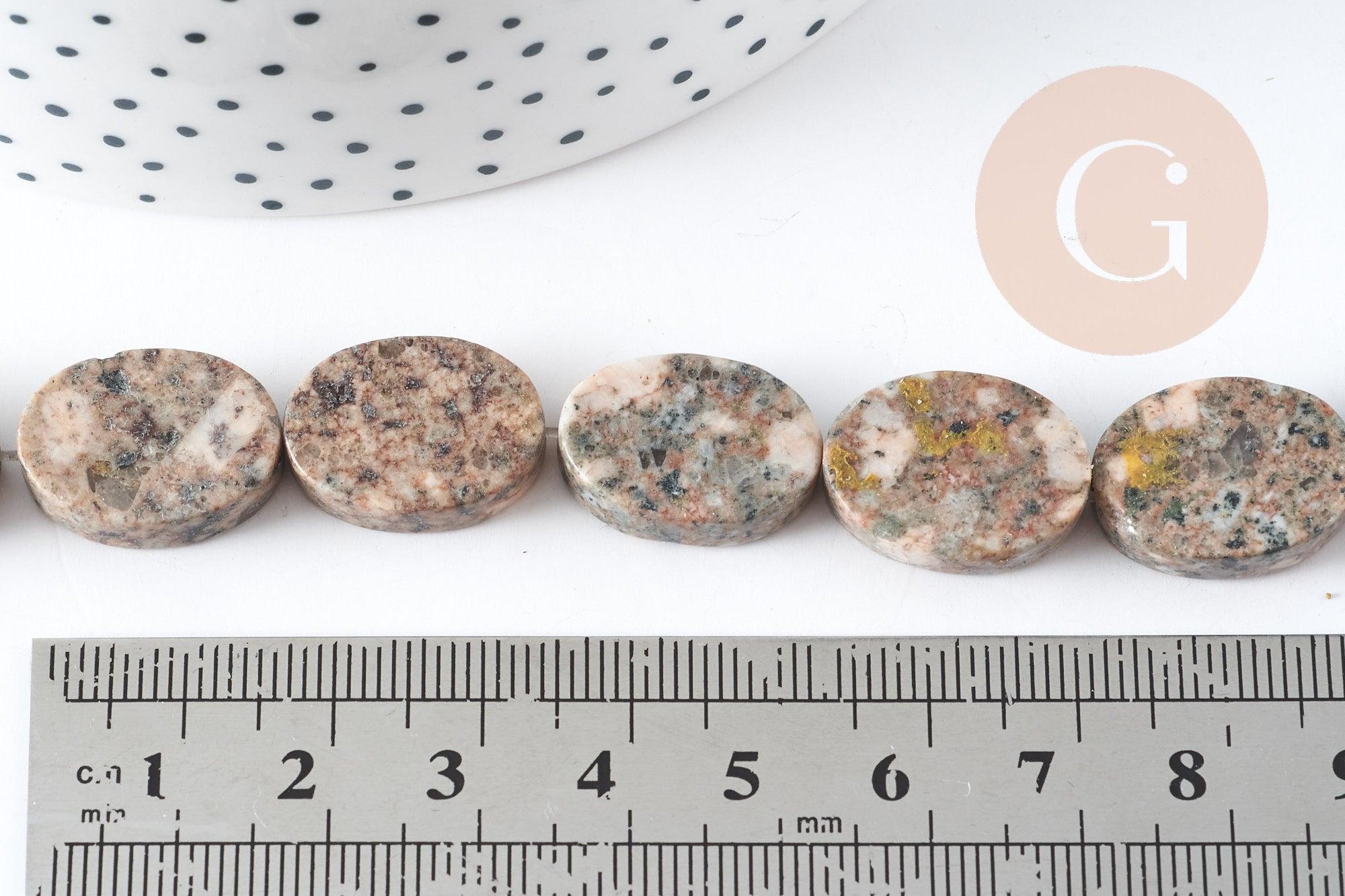 Perles ovales en jaspe sésame naturel 18x13mm, x5 (G3532)