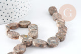 Perles ovales en jaspe sésame naturel 18x13mm, x5 (G3532)