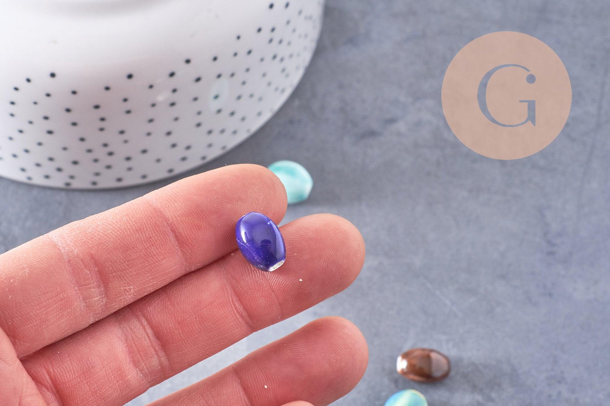 Perles ovales porcelaine multicolore 12mm, x10 (G10323)