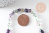 Perles pépite fluorite naturelle violette 7mm, fil de 39cm, x1 (G2128)