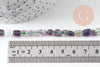 Perles pépite fluorite naturelle violette 7mm, fil de 39cm, x1 (G2128)
