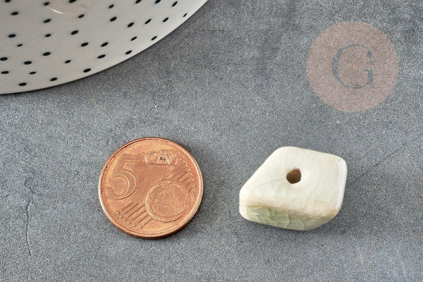 Perles pépite géométrique céramique blanche 20mm, perle porcelaine pour création bijoux DIY x10 G9151