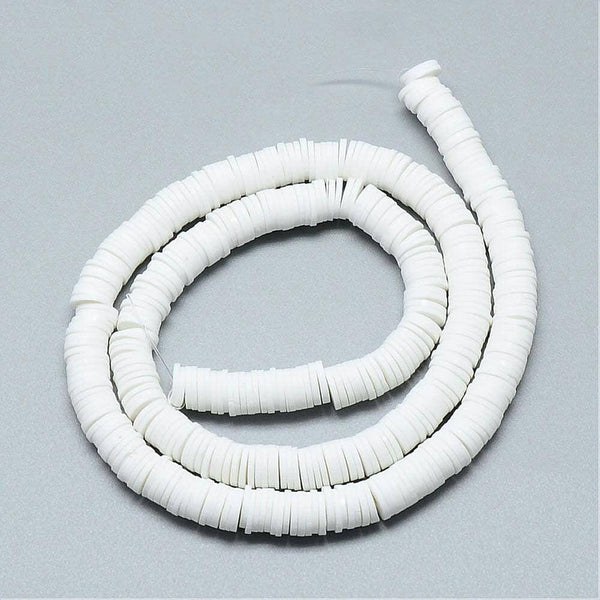 Perles polymère blanc heishi 6mm,fabrication bijoux, Perles plastique, perle heishi,perle disque, 6mm,le fil de 40cm-G1631