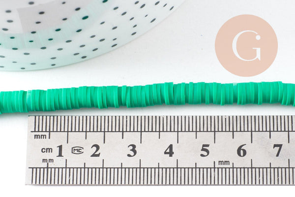 Perles polymère vert clair heishi 6mm, fil de 38-40cm, x1 (G5068)