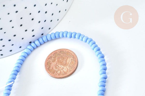 Perles porcelaine abacus bleu tendre 4x3mm, x1 fil de 38cm (G7811)