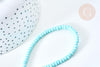 Perles porcelaine abacus bleu turquoise 4x3mm, fil de 38cm, x1 (G7812)