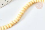 Perles porcelaine abacus jaune pastel 4x3mm, fil de 38cm, x1 (G7809)