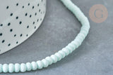 Perles porcelaine abacus vert pâle 4x3mm, fil de 38cm, x1 (G7810)