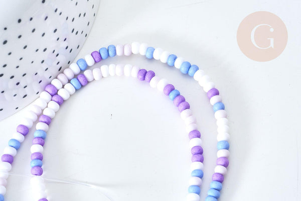 Perles porcelaine abacus violet pastel 4x3mm, création bijoux céramique, fil de 38cm, x1 (G7807)
