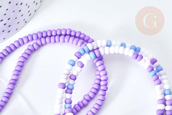 Perles porcelaine abacus violet pastel 4x3mm, création bijoux céramique, fil de 38cm, x1 (G7807)