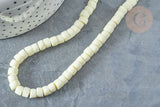 Perles porcelaine heishi jaune clair 6x3~4 mm, bijoux céramique, fil de 48cm, x1 (G7535)