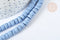 Perles porcelaine plate heishi bleu 6x3~4 mm,fabrication bijoux céramique, fil de 45cm, x1 (G7207)
