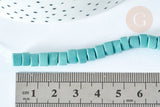Perles porcelaine plate ronde bleu ciel heishi 6x3~4 mm, fil de 45cm, x1 (G7206)