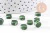 Perles porcelaine vert foncé, perle céramique, perle porcelaine,perle disque, céramique verte,8mm, x10 G4730