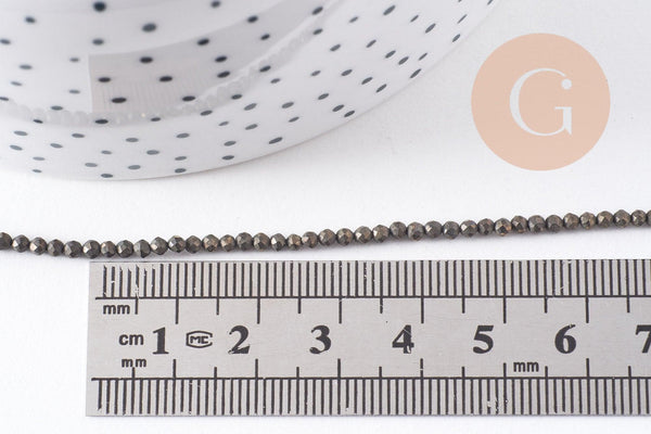 Perles pyrite facettée,perles pyrite, pyrite naturelle, pyrite, 2mm,fil de 190 perles (G3825)
