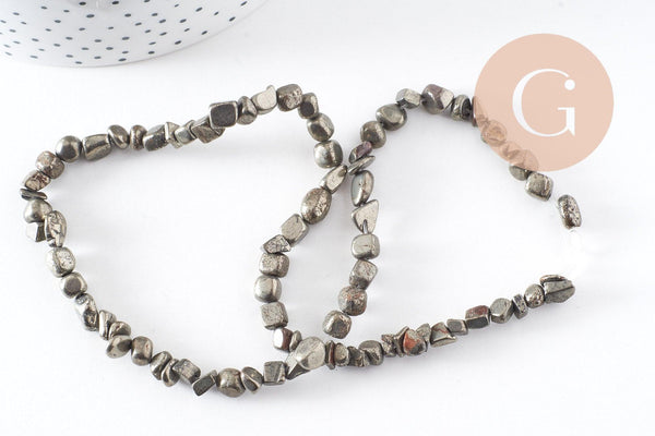 Perles pyrite nugget naturel 4-5mm, nugget en pyrite naturelle pour fabrication bijoux, x1 (G2093)