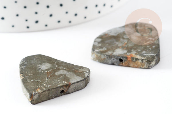 Perles pyrite nugget, pierre pyrite naturelle, nuggets pyrite, 25-57mm, x2 (G0412)