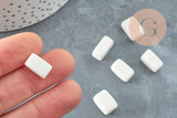 Perles rectangle coquillage beige nacre naturelle, x 20gr (G1059)