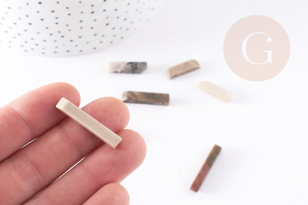 Perles rectangle jaspe naturel 10-30mm, x13 (G9081)