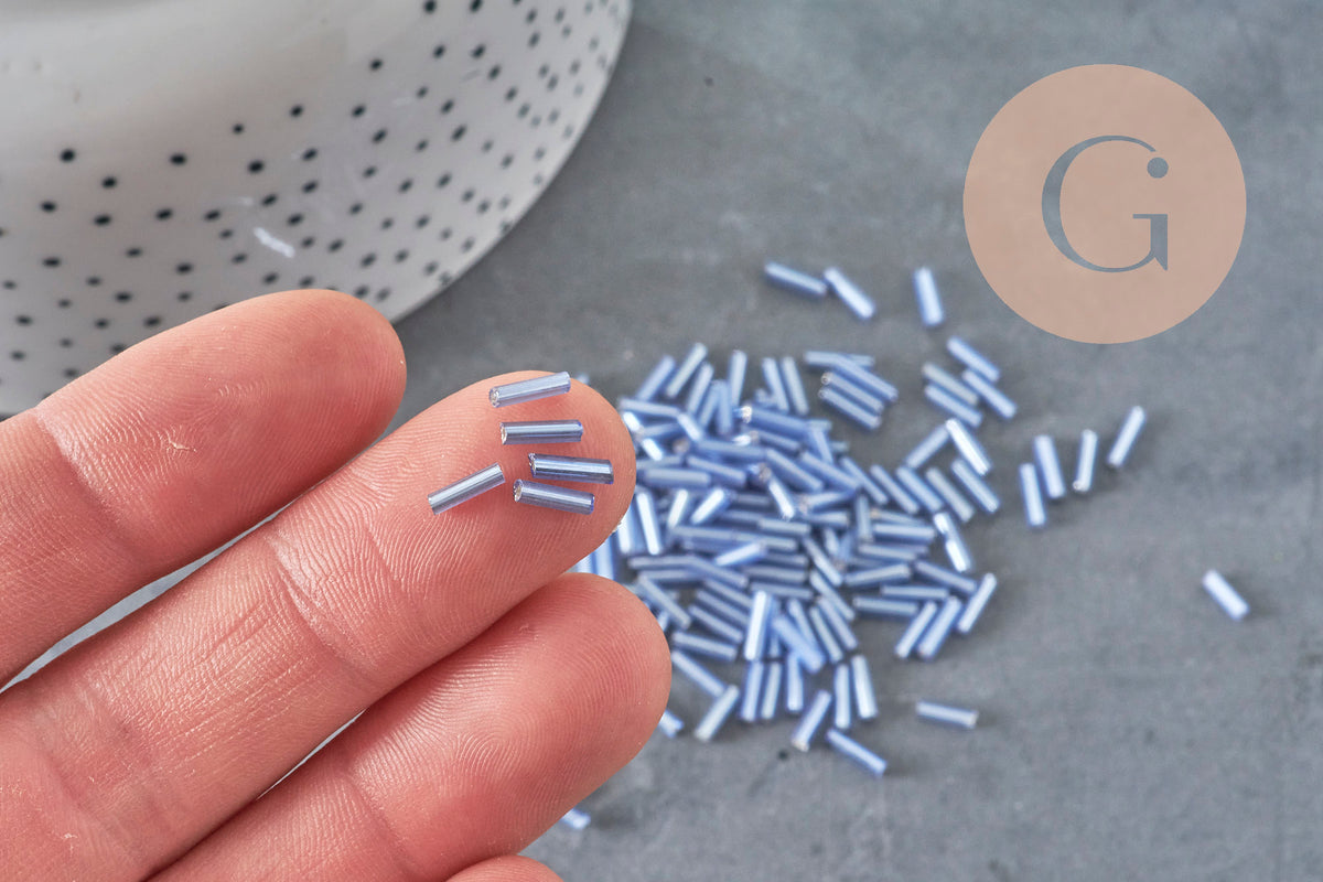 Cuentas de semillas de tubo azul 6x2mm, cuentas de semillas azules, cuentas de azul metálico, x 5gr G2478
