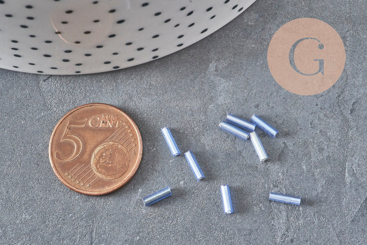 Cuentas de semillas de tubo azul 6x2mm, cuentas de semillas azules, cuentas de azul metálico, x 5gr G2478