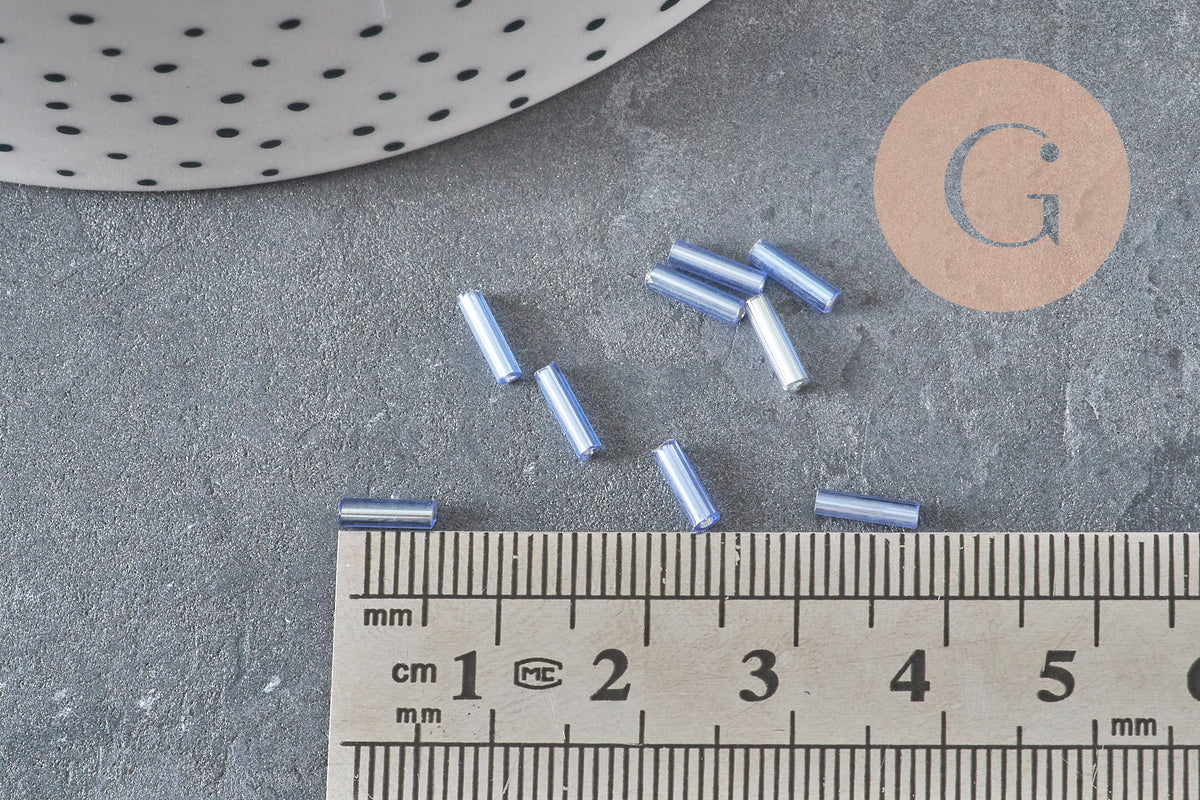 Cuentas de semillas de tubo azul 6x2mm, cuentas de semillas azules, cuentas de azul metálico, x 5gr G2478