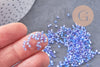Perles rocaille Tube bleu irisé 2.5-3mm, x10gr (G10396)
