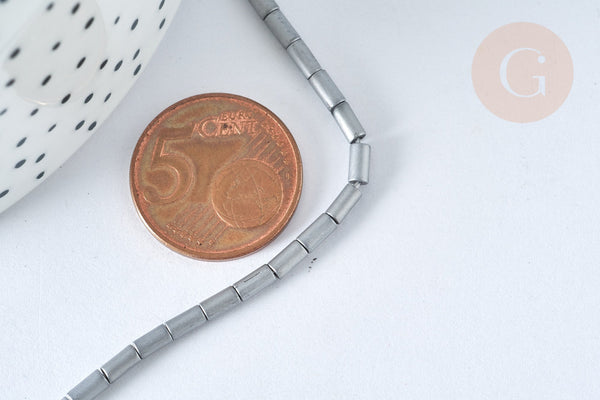 Perles rocaille Tube gris métallisé mat 4.5x2.5mm,perle tissage rocaille, perles rocaille ,perle tube Doré, x1 (G7340)