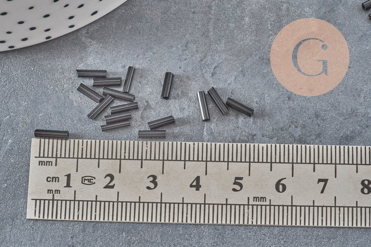 Cuentas de semillas de tubo negro 6x2mm, suministros creativos, cuentas de semillas, cuentas de vidrio negro, x 10gr G2461