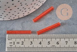 Cuentas de semillas de tubo, cuentas de semillas de naranja, vidrio naranja, tubo largo, cuenta de tubo naranja, 28 mm, x 10 g G4392