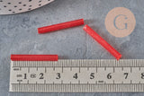 Cuentas de semillas de tubo, cuentas de semillas rojas, vidrio rojo, tubo largo, cuenta de tubo rojo, 28 mm, x 10 g G4390